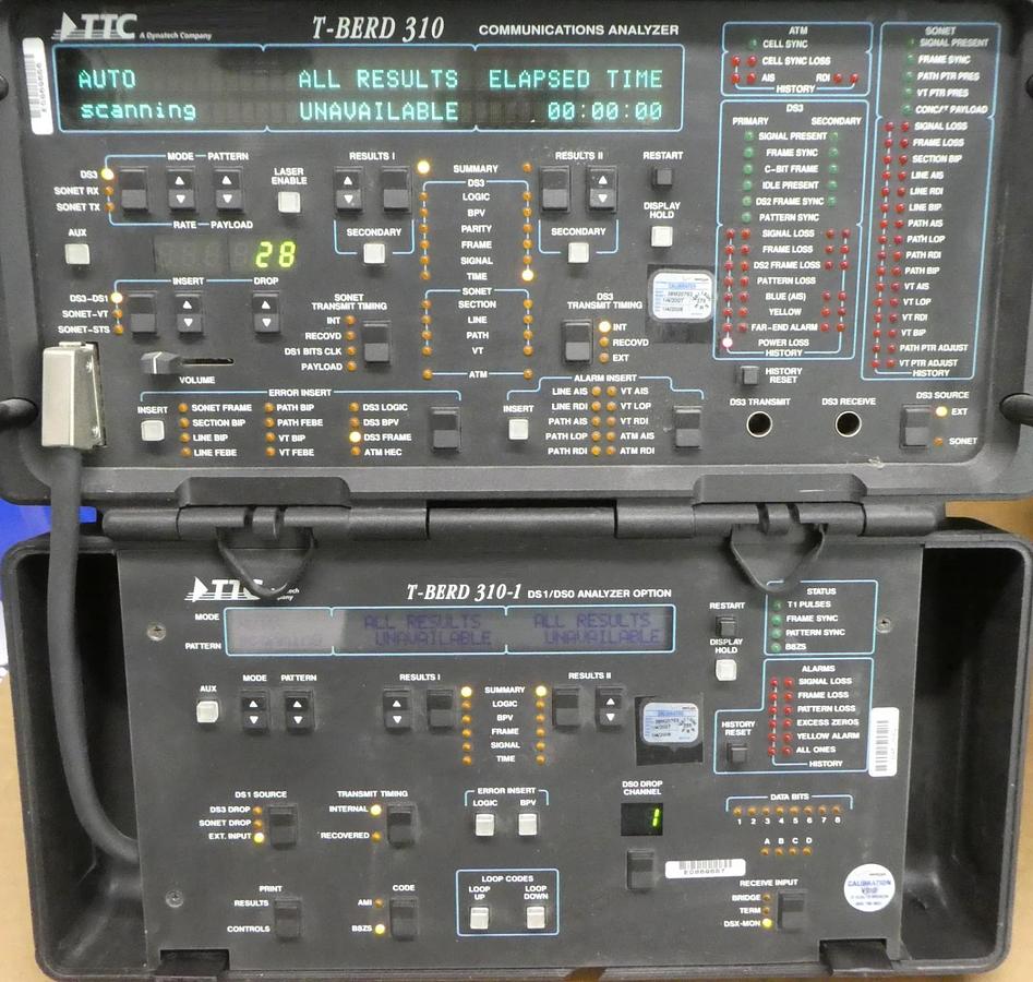 Used TTC T-BERD 310 Communications Analyzer L-S.01 7 Options M-S.10 Lot of 2 Surplus