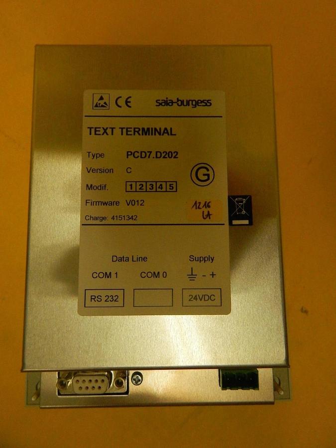 Saia-Burgess PCD7.D202 Text Terminal Display Module New Surplus