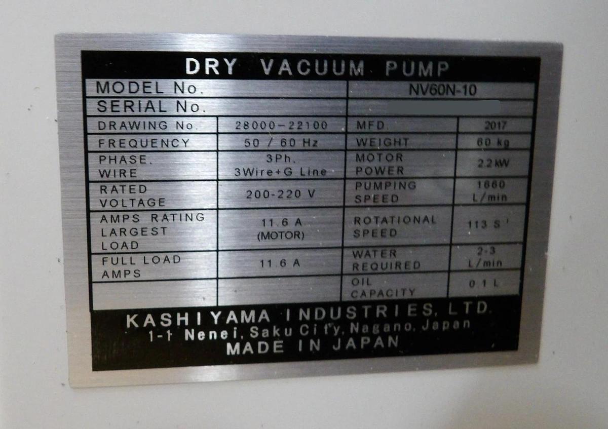 Refurbished NV60 Kashiyama NV60N-10 Vacuum Dry Vacuum Pump 500715149 OEM Refurbished