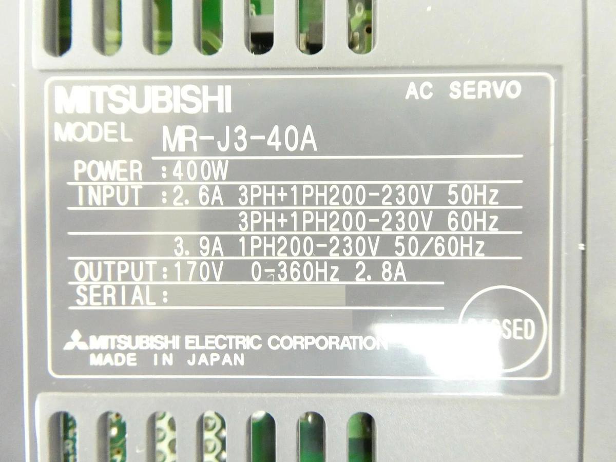 Used Mitsubishi Electric MR-J3-40A AC Servo Driver MELSERVO AMAT Working Surplus