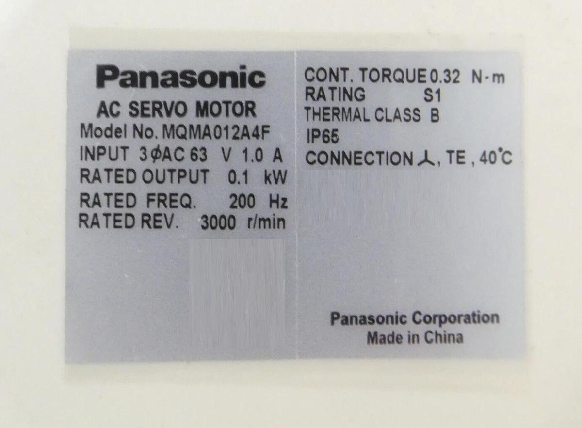 Used Panasonic MQMA012A4F AC Servo Encoder Motor w/ Bracket Lot of 2 Working