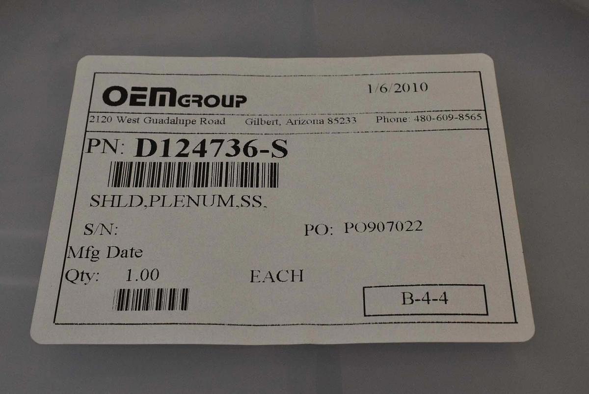 Used Tokyo Electron D124736-S Shield Plenum