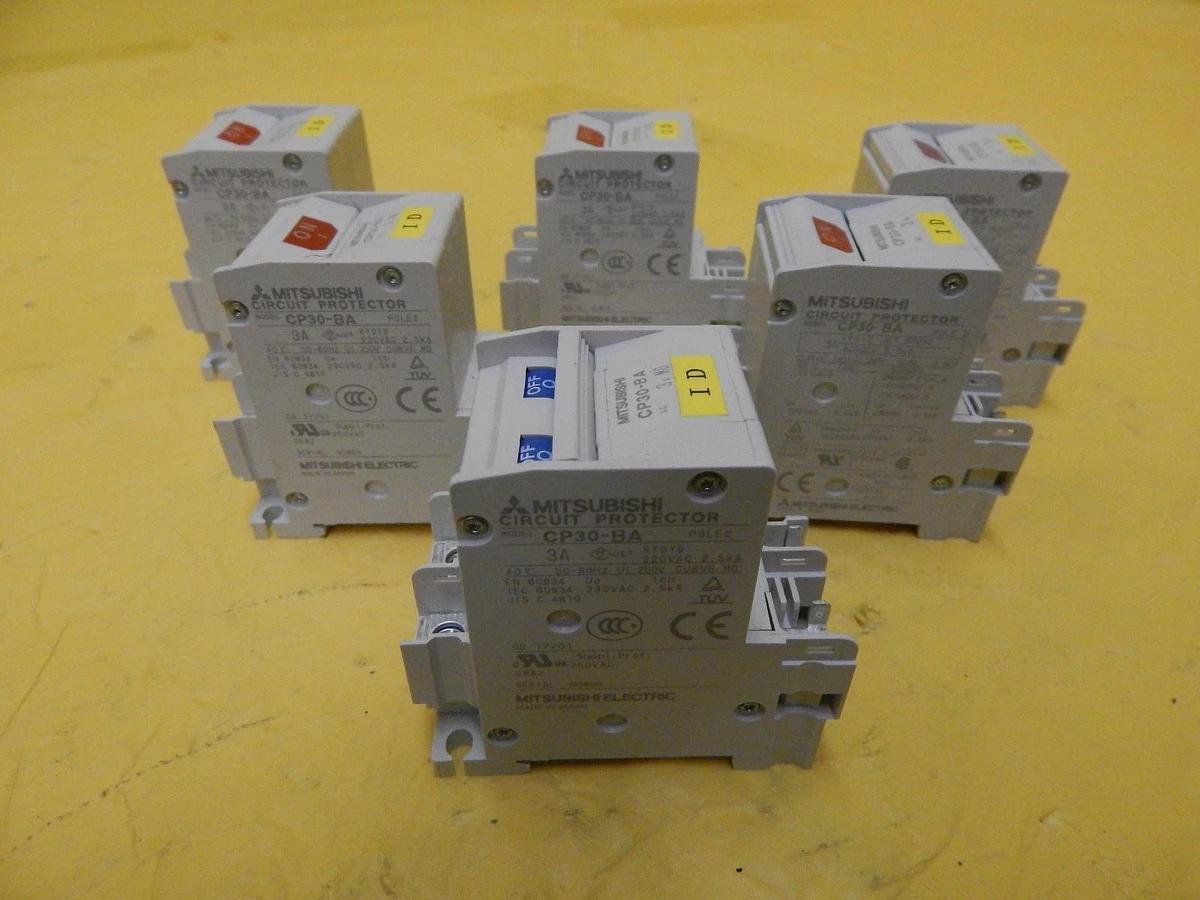 Used Mitsubishi CP30-BA Circuit Protector 2-Pole 3A Reseller Lot of 6 Used Working