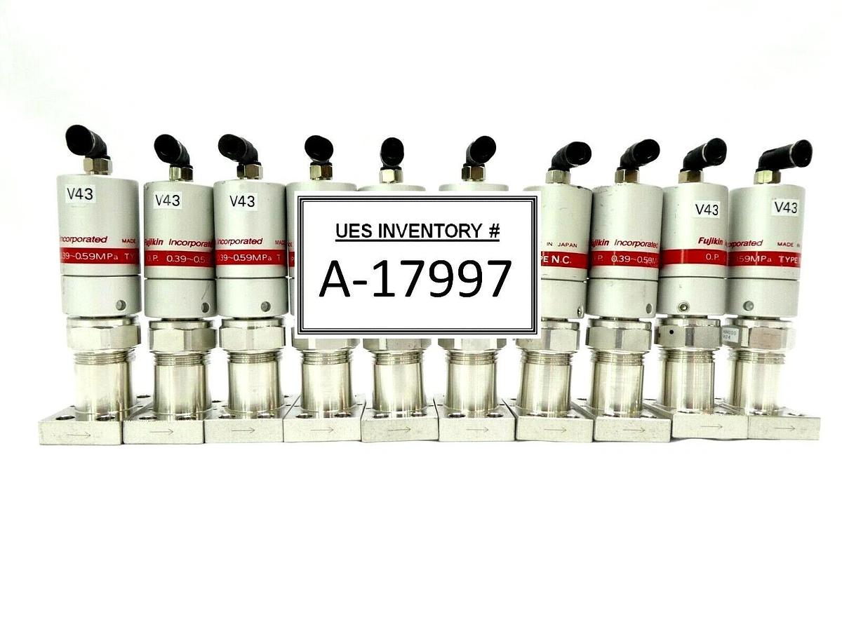 Used Fujikin 070924 Pneumatic Diaphragm Valve 0.39 ~ 0.59MPa N.C. Lot of 10 Working