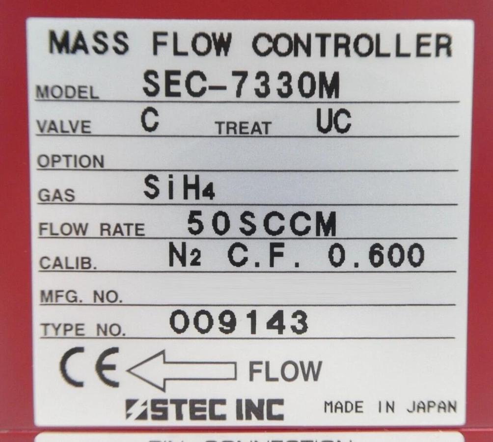 Used STEC SEC-7330M Mass Flow Controller MFC 50 SCCM SiH4 Reseller Lot of 12 Working