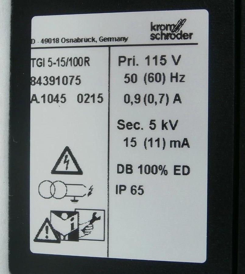Used Kromschroder 84391075 Ignition Transformer TGI 5-15/100R 8 433 138 2 Used