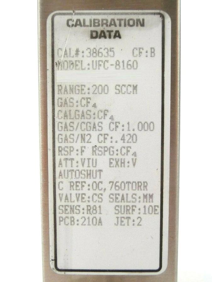 Used UNIT Instruments UFC-8160 Mass Flow Controller MFC 200 SCCM CF4 Working Spare
