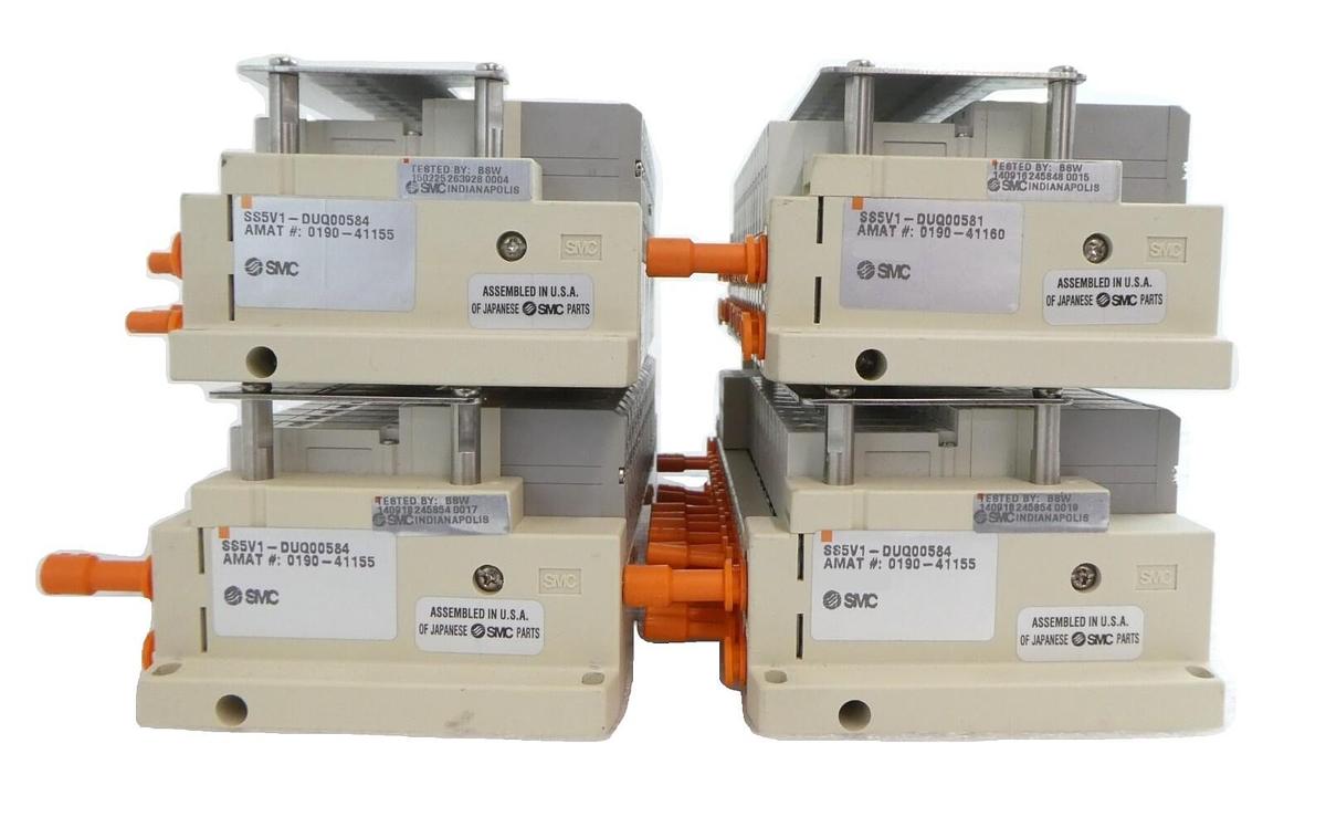 Used SMC SS5V1-DUQ00578 SS5V1-DUQ00581 15-Port Pneumatic Manifold Lot of 4 Working