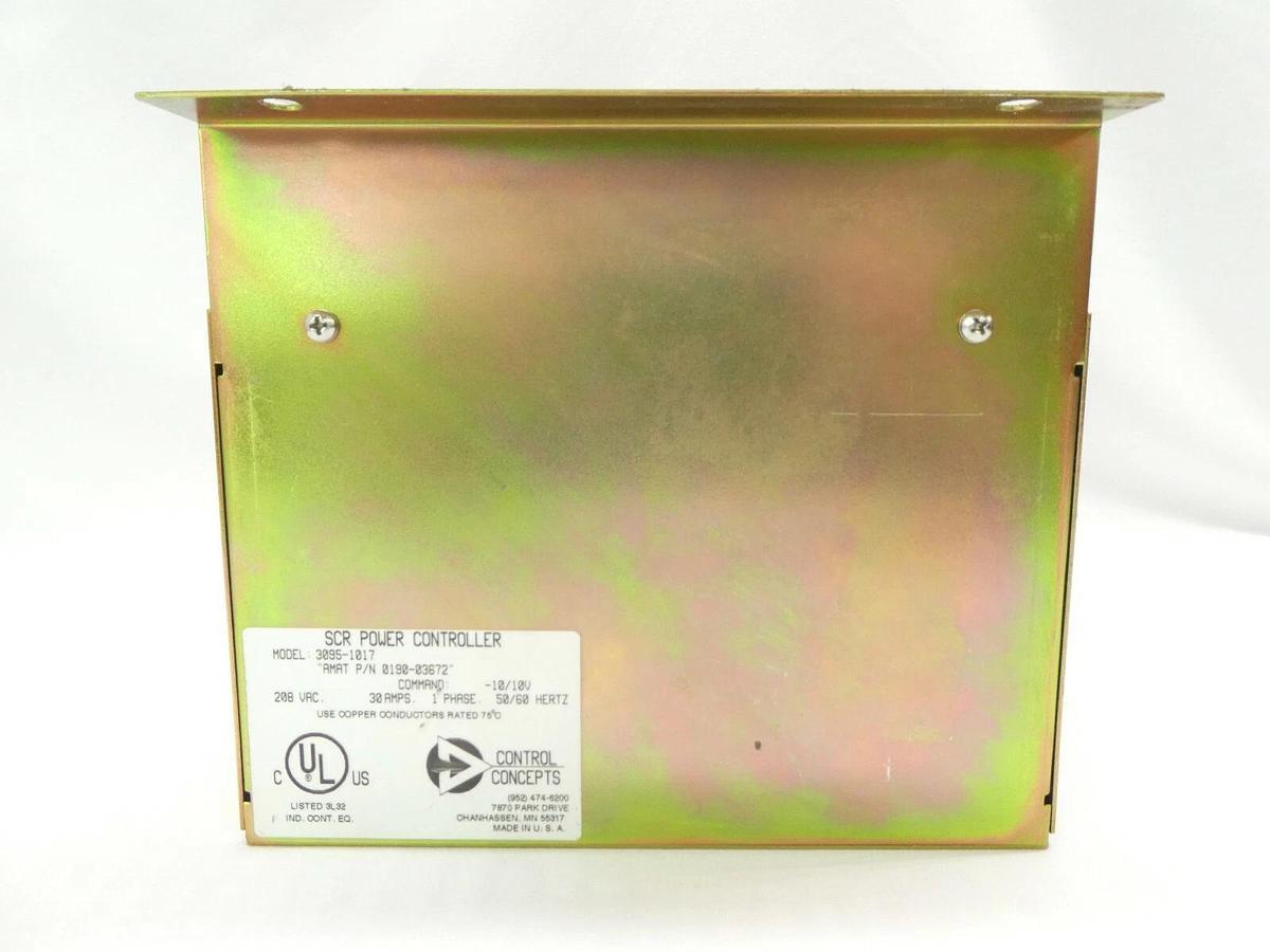 Used Control Concepts 3095-1017 SCR Power Controller AMAT 0190-03672 Working Surplus