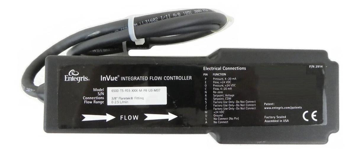 Used Entegris 6500-T5-F03-XXX-M-P8-U3-M37 InVue Integrated Flow Controller Surplus