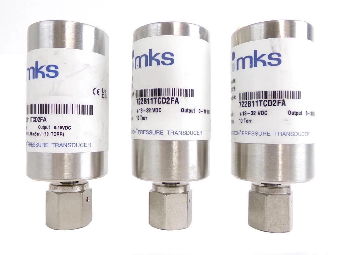 Used MKS Instruments 722B11TCD2FA Baratron Pressure Transducer 722B Lot of 3 Surplus