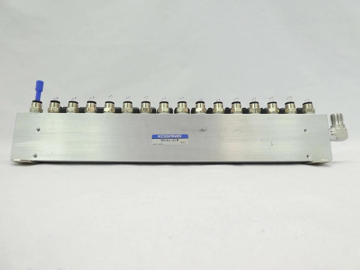 Used Koganei YM216A-21W 16-Port Pneumatic Manifold A030E1-L Working Surplus