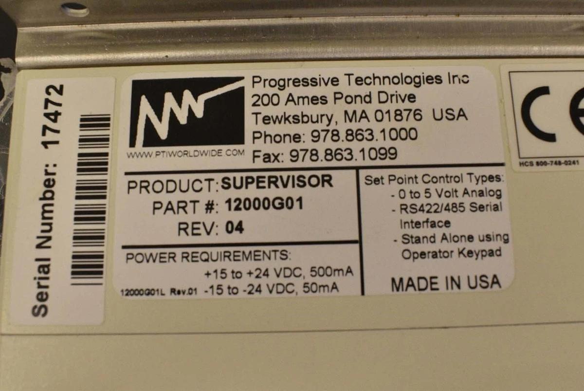 Used Progressive Technologies 12000G01 Sentry Supervisor Untested As-Is