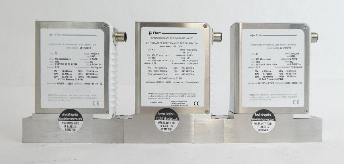 Used Brooks Instrument GF125CXXC Mass Flow Controller MFC Lot of 9 Working Spare