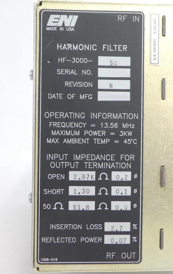 Used ENI Power Systems HF-3000-50 Harmonic Filter Reseller Lot of 2 Working