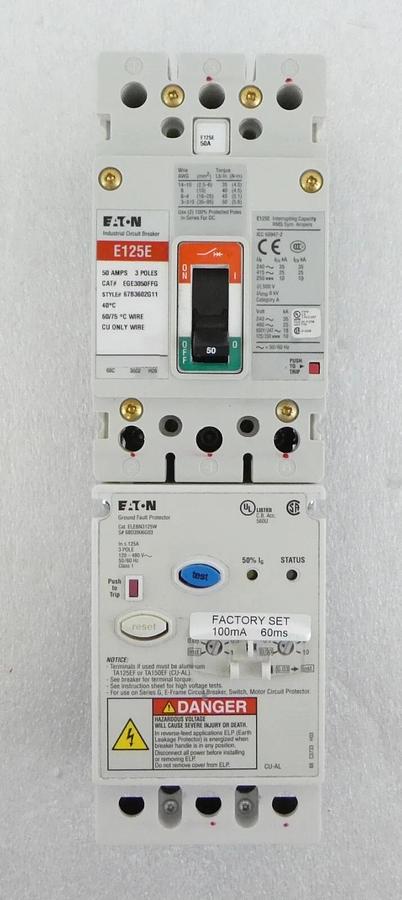 Used Eaton EGE3050FFG E125E 3-Pole Industrial Circuit Breaker Lot of 5 Working Spare