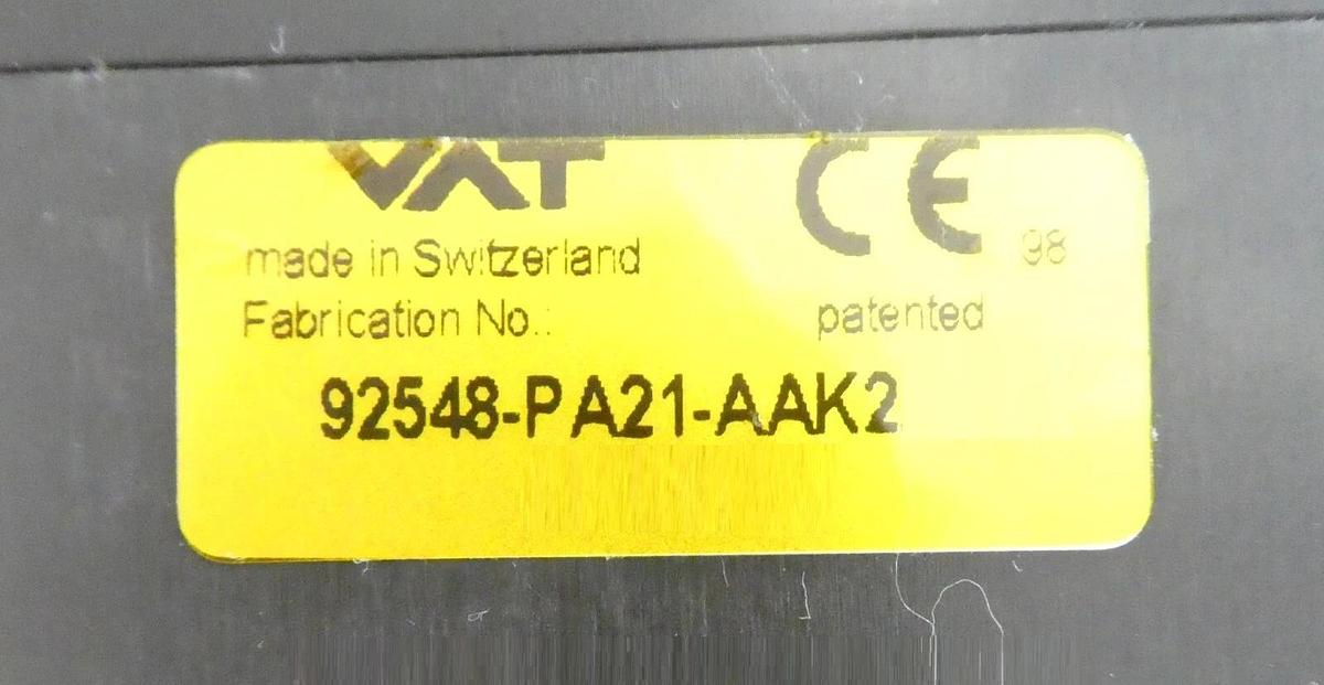 Used VAT 92548-PA21-AAK2 Pneumatic Pendulum Valve Assembly Aluminum Working Surplus