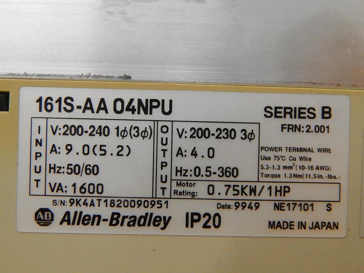 Used AB Allen-Bradley 161S-AA04NPU Adjustable Frequency Drive Series B Used Working