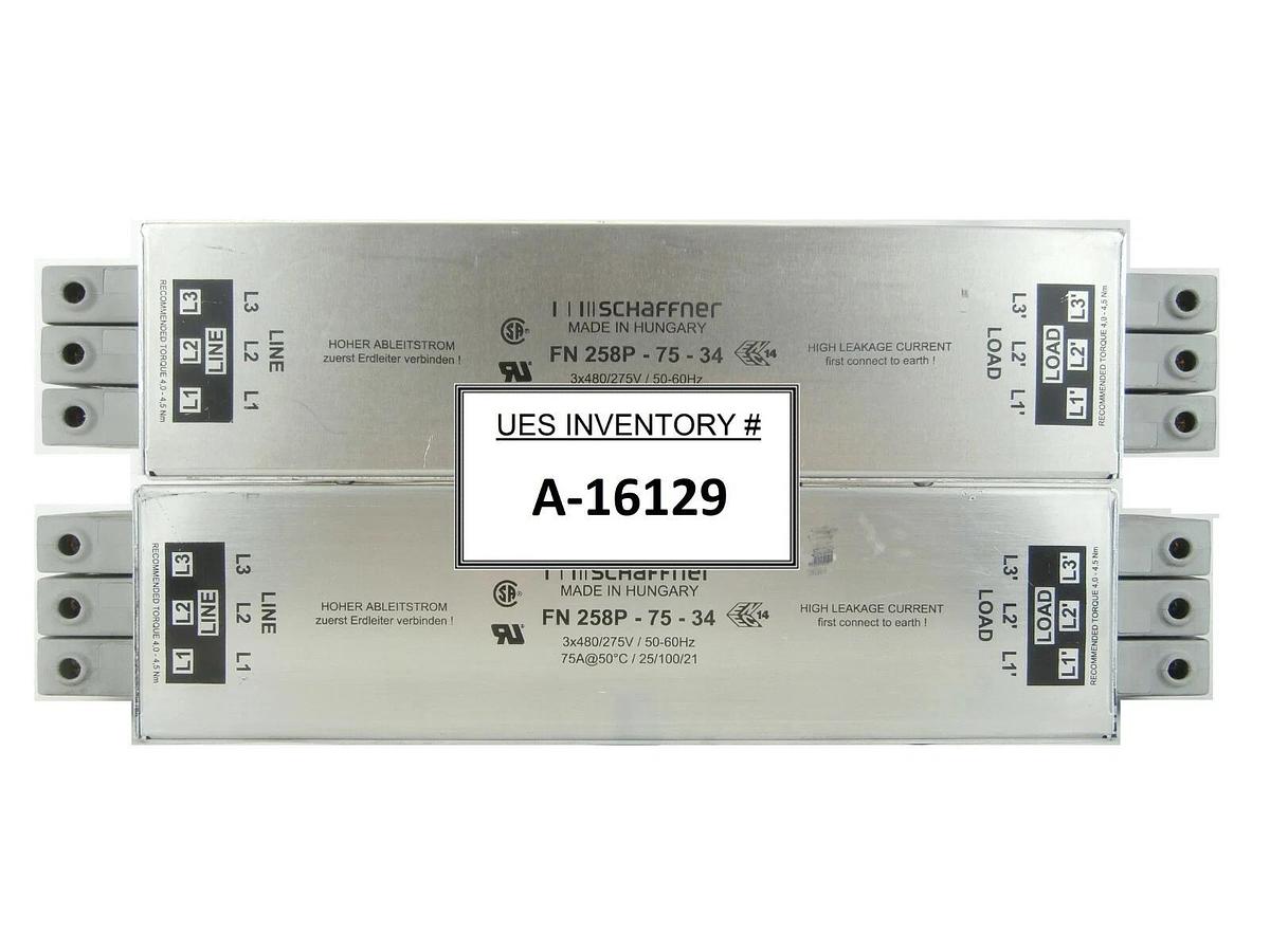 Used Schaffner FN 258P-75-34 Book-style EMC/RFI Filter Reseller Lot of 2 Working