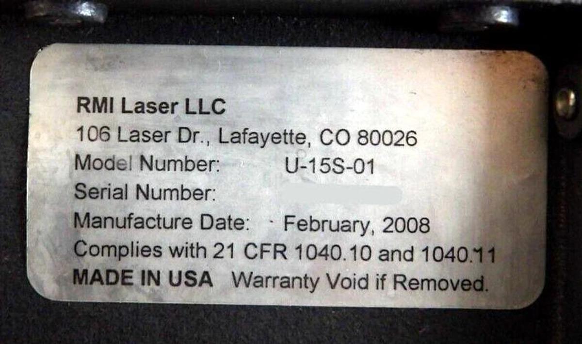 Used RMI Laser U-15S-01 High Performance Laser System Module U-10 Untested Spare