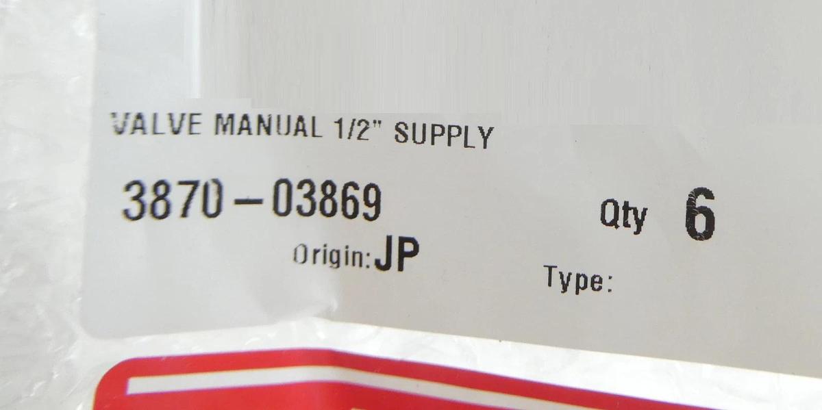 SMC VH-T3-04 Manual 1/2" Plug Valve AMAT Applied Materials 3870-03869 Lot of 5