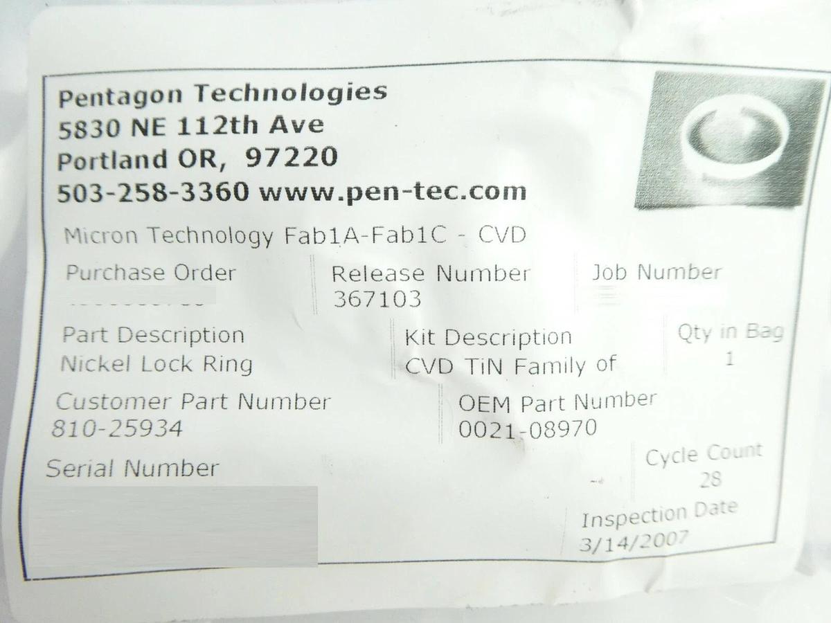 Refurbished AMAT Applied Materials 0021-08970 Nickel Lock Ring Reseller Lot of 4 Refurbished