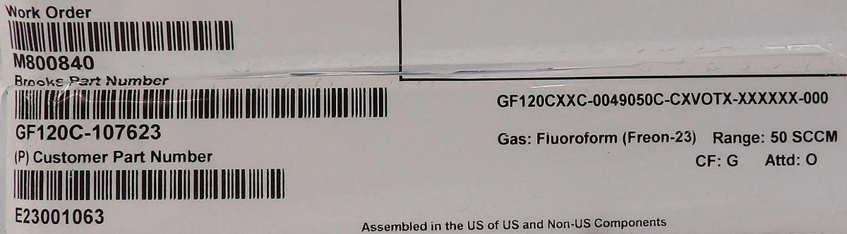 Brooks Instrument GF120C-107623 Mass Flow Controller MFC 50 SCCM CHF3 New
