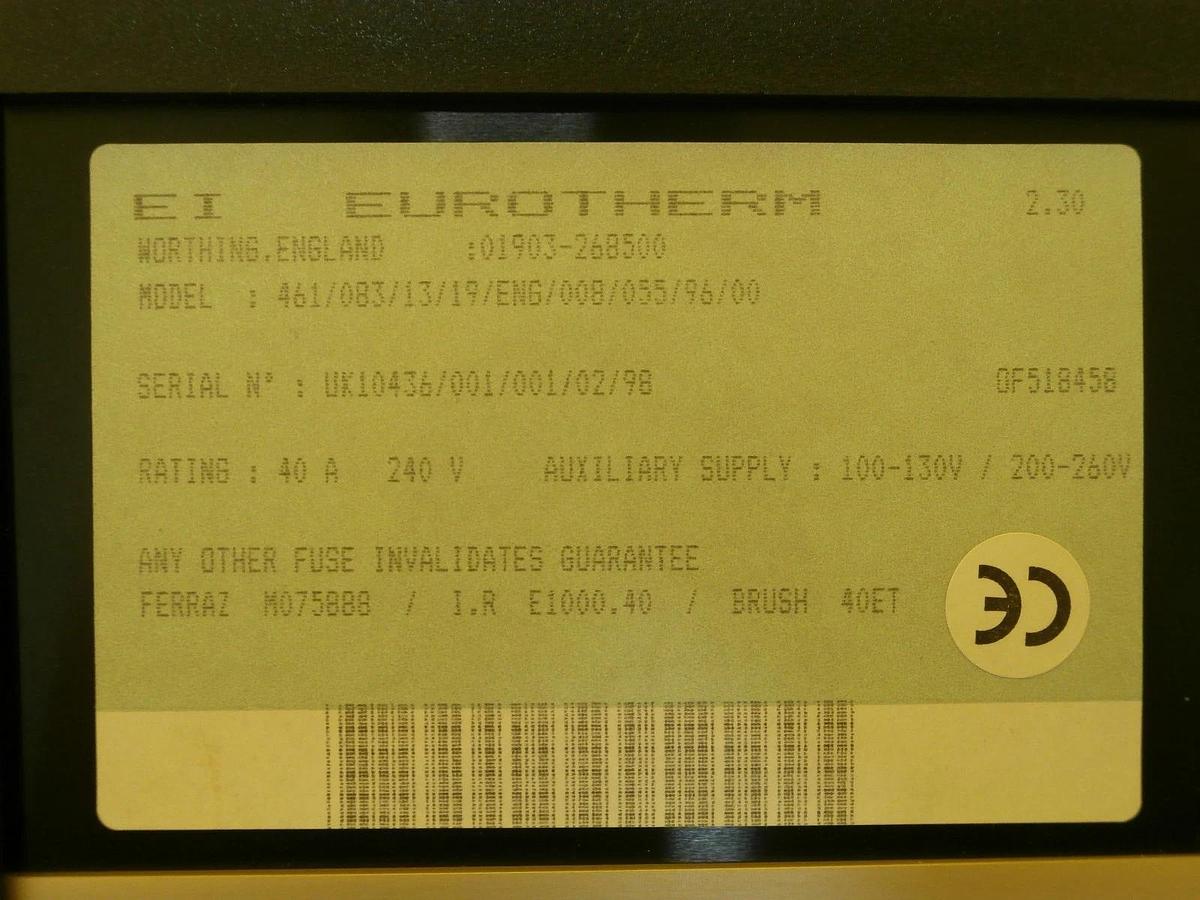 Used Eurotherm 461/083/13/19/ENG/008/055/96/00 Analogue Input Thyristor Unit 461 Used