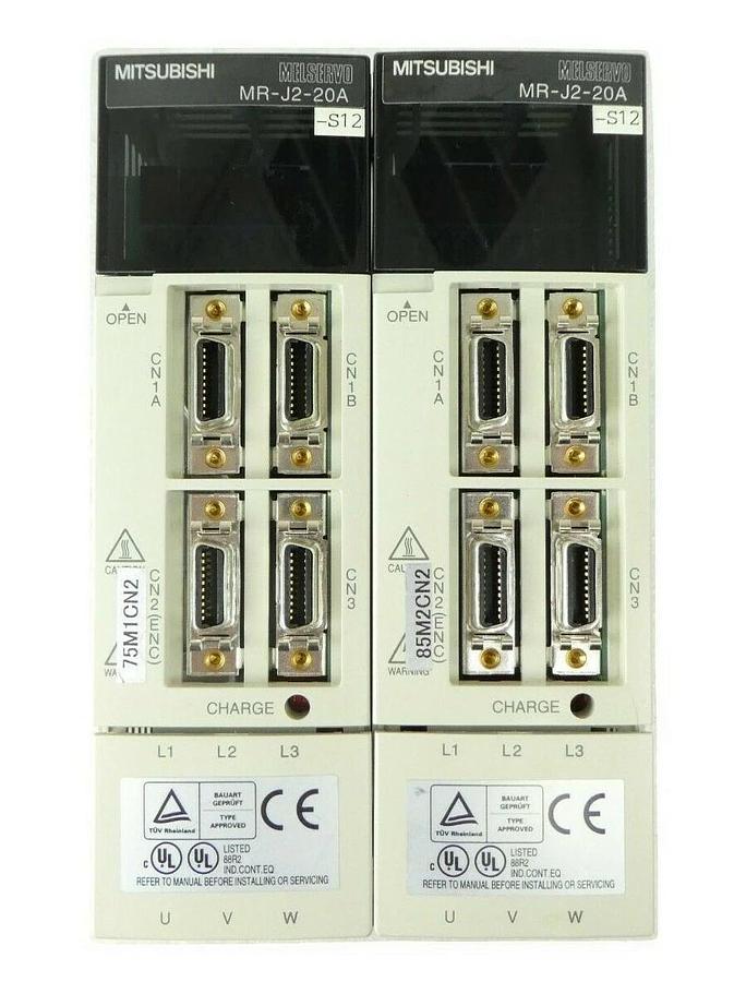 Used Mitsubishi MR-J2-20A-S12 AC Servo Drive Reseller Lot of 2 Working Spare
