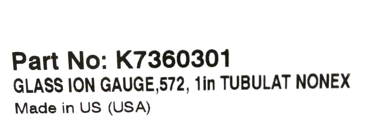 Agilent Technologies K7360301 Ionization Gauge Type 572 New Surplus