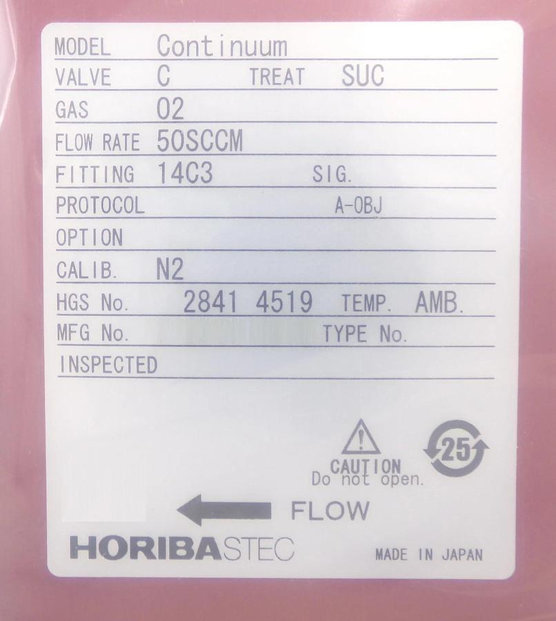 HORIBA STEC Continuum Digital Mass Flow Module MFC 50 SCCM O2 New