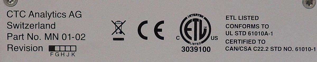 Used CTC Analytics MN 01-02 Autosampler Power Supply Working