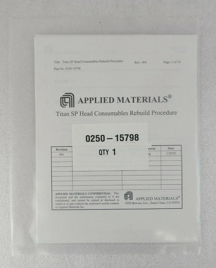 AMAT Applied Materials 0240-13190 300mm Titan SP Head Fixture Kit New Surplus