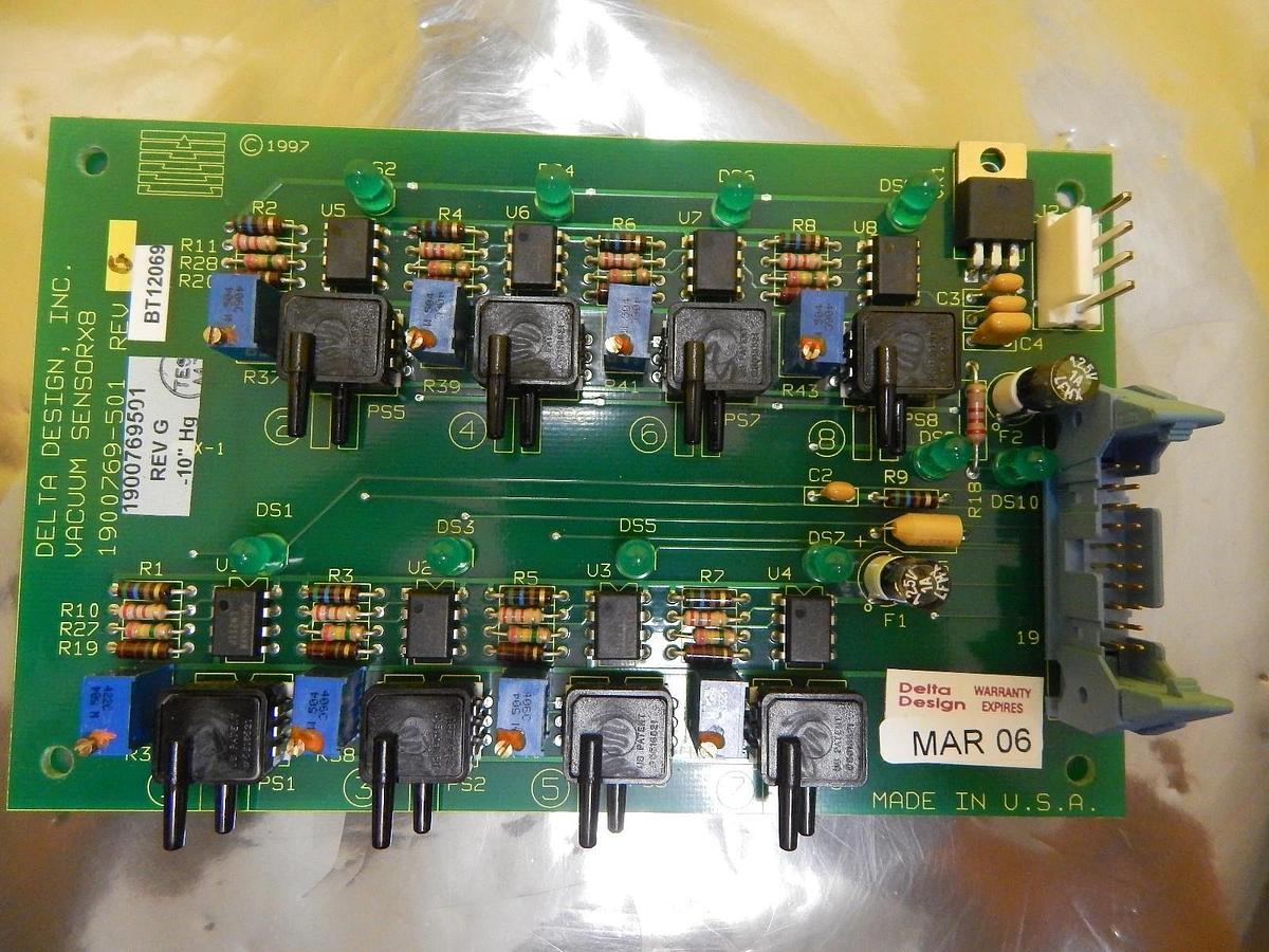Used Delta Design 1900769-501 Vacuum Sensor X8 Board PCB Rev. G Used Working