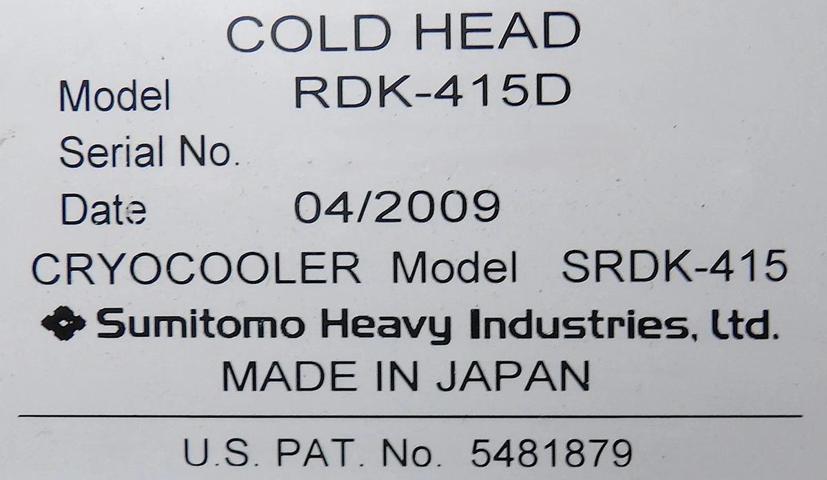 Refurbished SHI Sumitomo Heavy Industries RDK-415D Cold Head Cryocooler Insert Refurbished