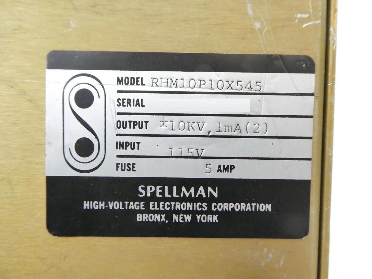 Used Spellman RHM10P10X545 Lens Power Supply Varian 4030030 VSEA Working Surplus