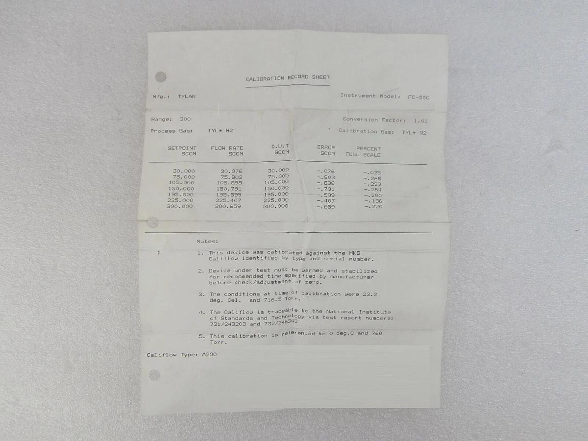 Refurbished Tylan FC 550-1 Mass Flow Controller MFC 300 SCCM H2 FC 550 OEM Refurbished