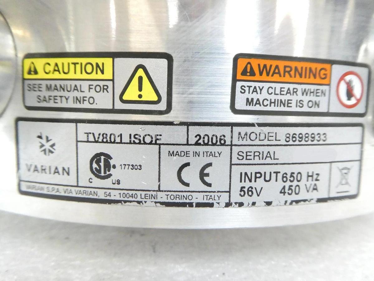 Used TV801 ISOF Varian 8698933 Turbomolecular Pump TV 801 Turbo Tested Working