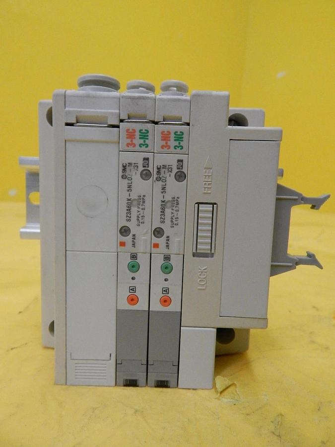 Used SMC 3D80-000057-V1 2-Port Pneumatic Manifold Lot of 3 SZ3A60K-5NLOZ-M-X31 Used
