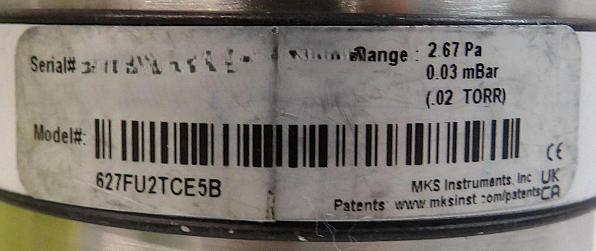 Used MKS Instruments 627FU2TCE5B Baratron Transducer No 15-Pin D Screws Spare
