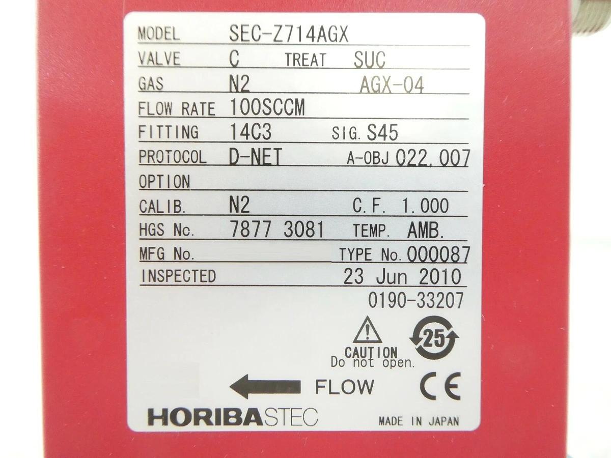 Used Horiba STEC SEC-Z714AGX Mass Flow Controller MFC AMAT 0190-33207 Working Surplus