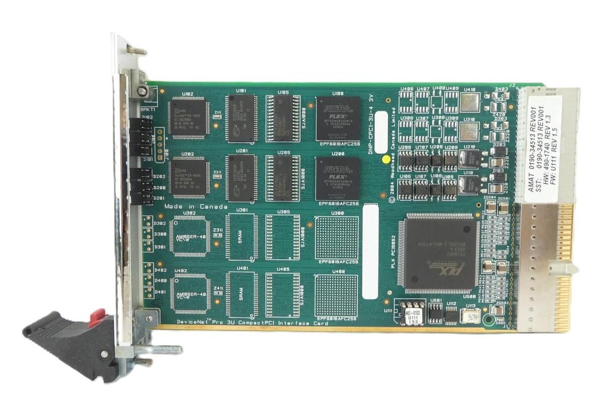 Used SST Woodhead DNP-CPCI-3U-4 DeviceNet Scanner PCB Card AMAT 0190-34513 Working