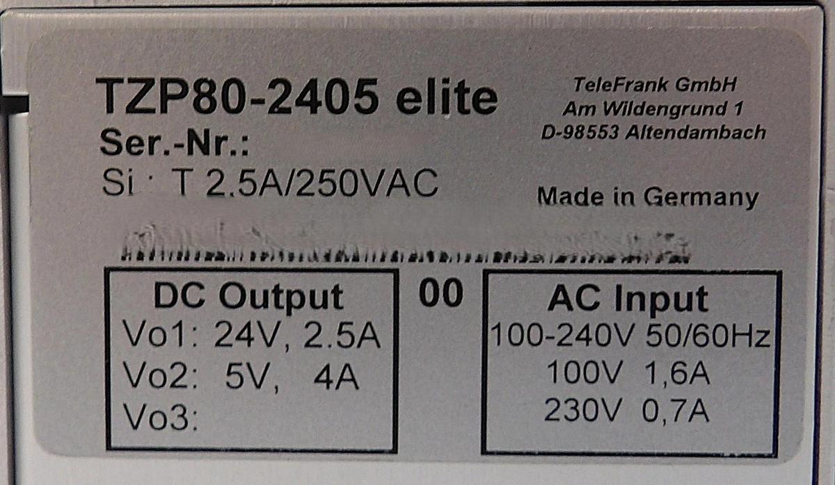 TeleFrank TZP80-2405 Elite AC-DC Converter TZP 80 Brooks 300mm Fixload New