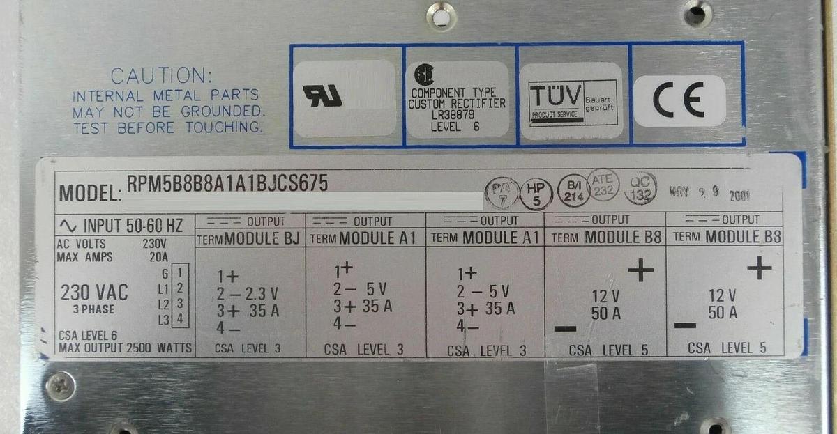 Used Power-One RPM5B8B8A1A1BJCS675 Power Supply Schlumberger 97171047 Rev. -01 Spare