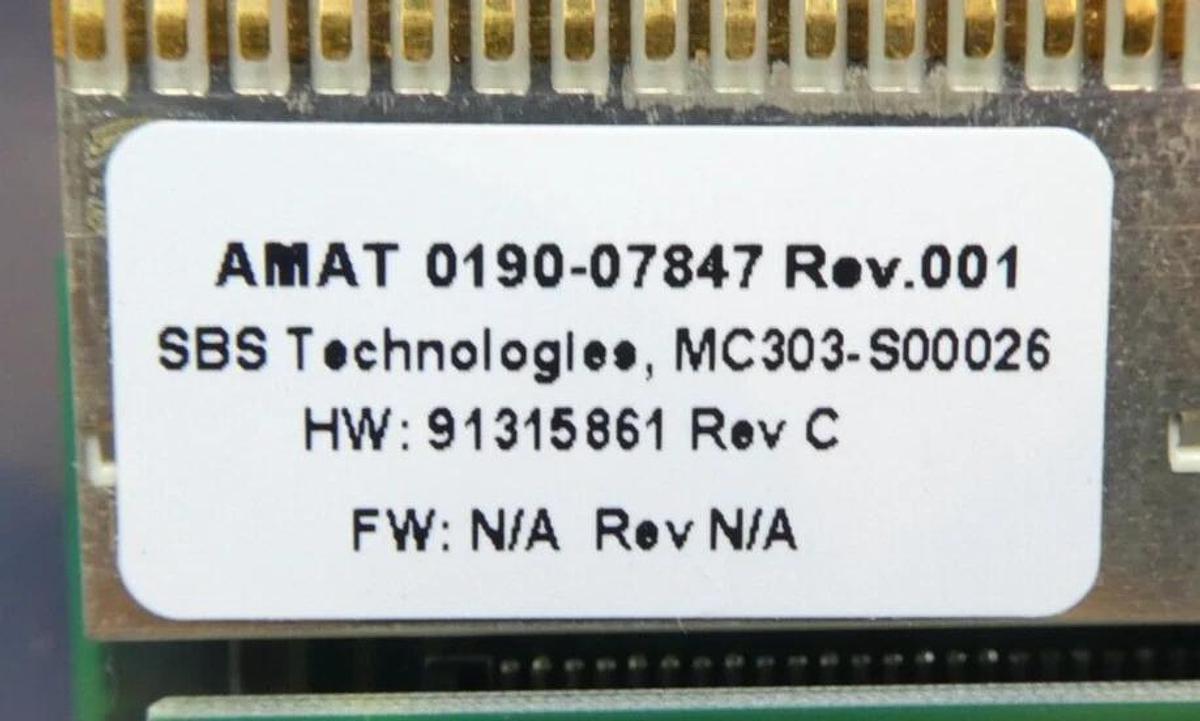 Used SBS Technologies MC303-S00026 PCB Card AMAT 0190-07847 Missing Face Plate As-Is