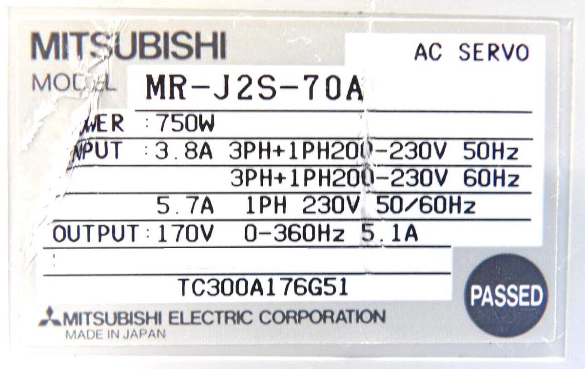 Used Mitsubishi Electric MR-J2S-70A AC Servo Drive Module MELSERVO Working Surplus
