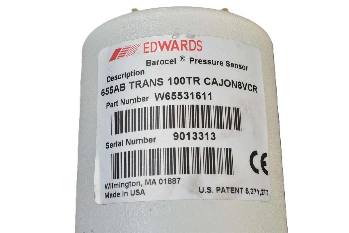 Used Edwards W65531611 Barocel Pressure Sensor 655AB 100Torr CAJON8VCR Working Spare