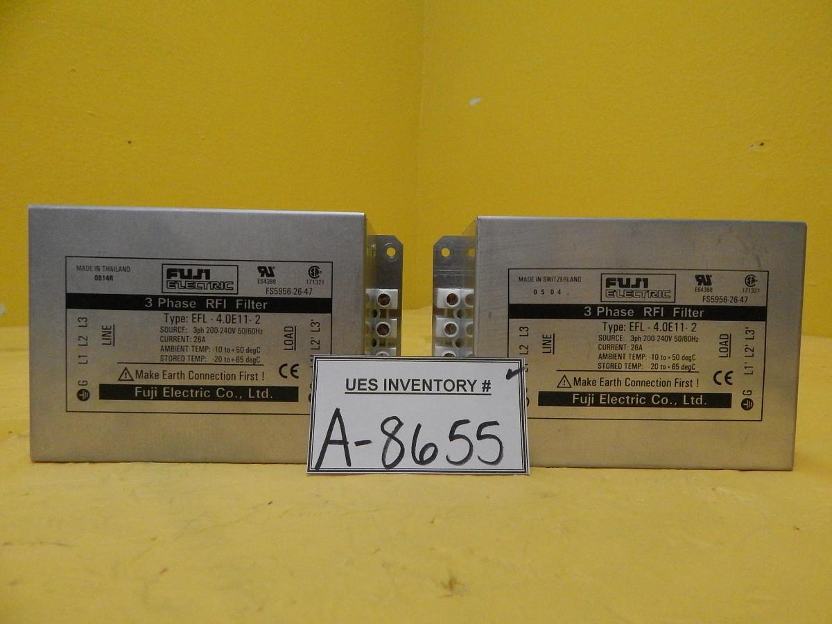 Used Fuji Electric EFL-4.0E11-2 3 Phase RFI Filter Reseller Lot of 2 Used Working