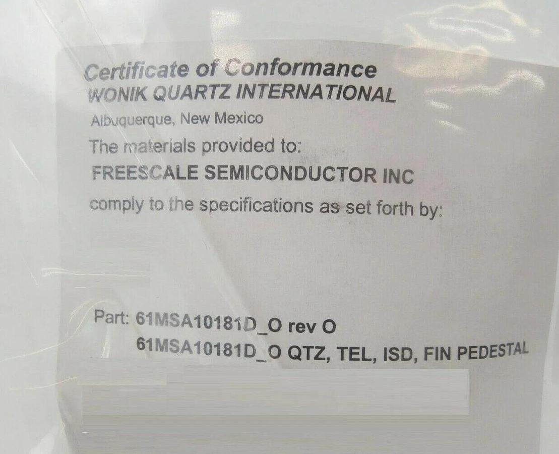 Wonik Quartz International 61MSA10181D ISD Fin Pedestal TEL Tokyo Electron New