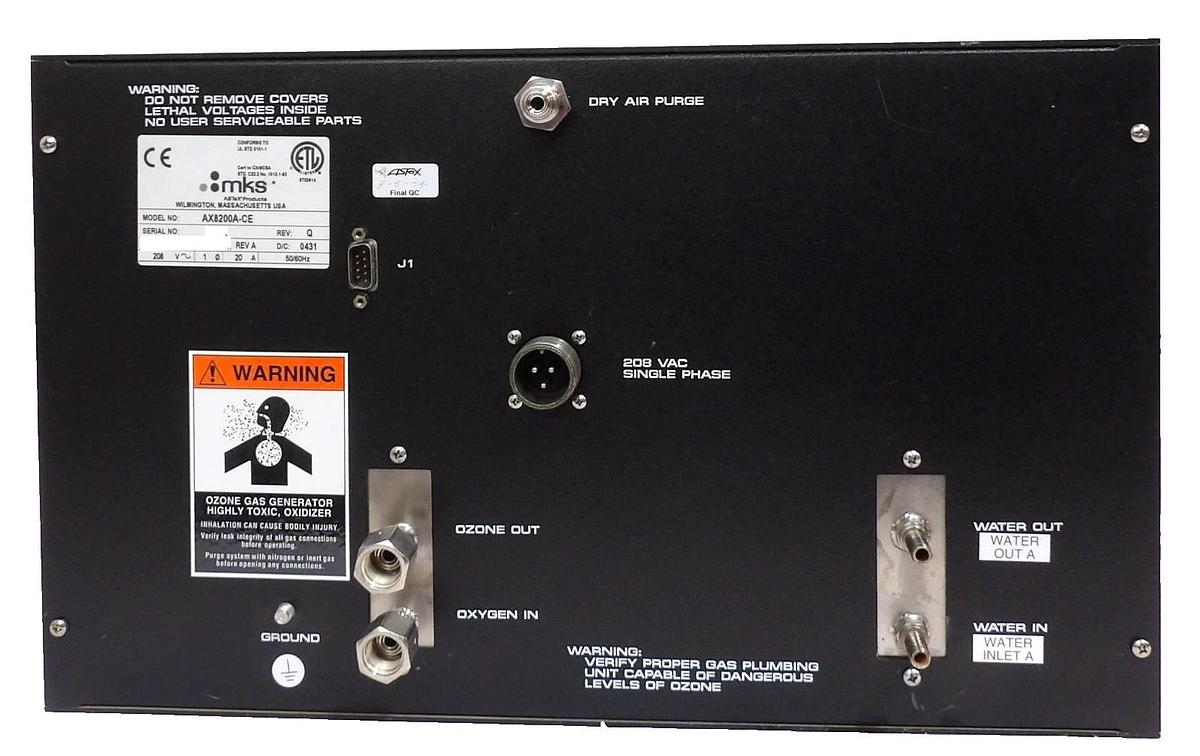 Used AX8200 ASTeX Applied Science & Technology AX8200A-CE Ozone Generator MKS Working